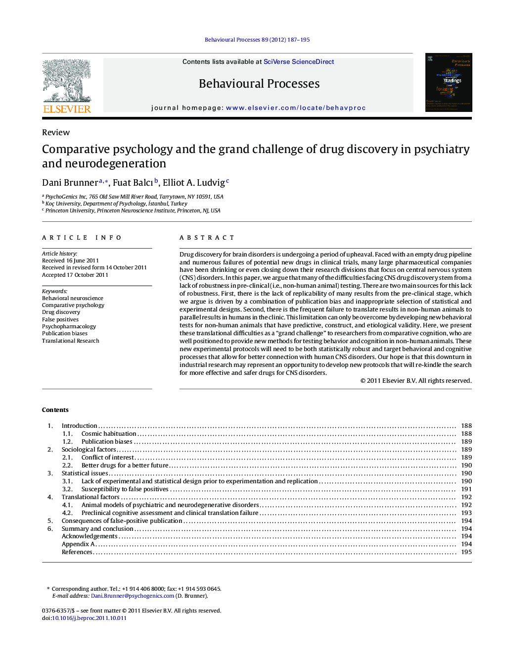 Comparative psychology and the grand challenge of drug discovery in psychiatry and neurodegeneration