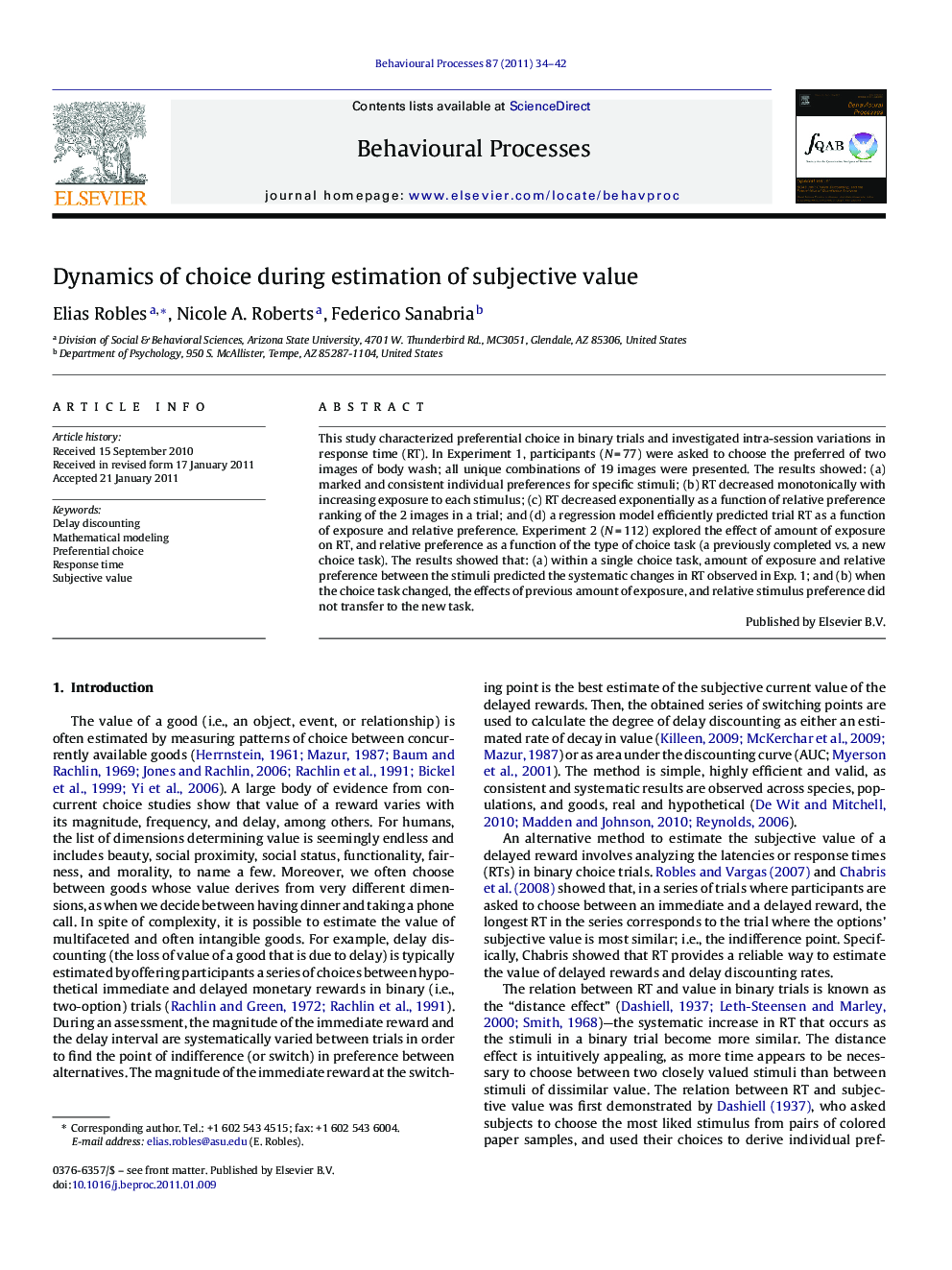 Dynamics of choice during estimation of subjective value