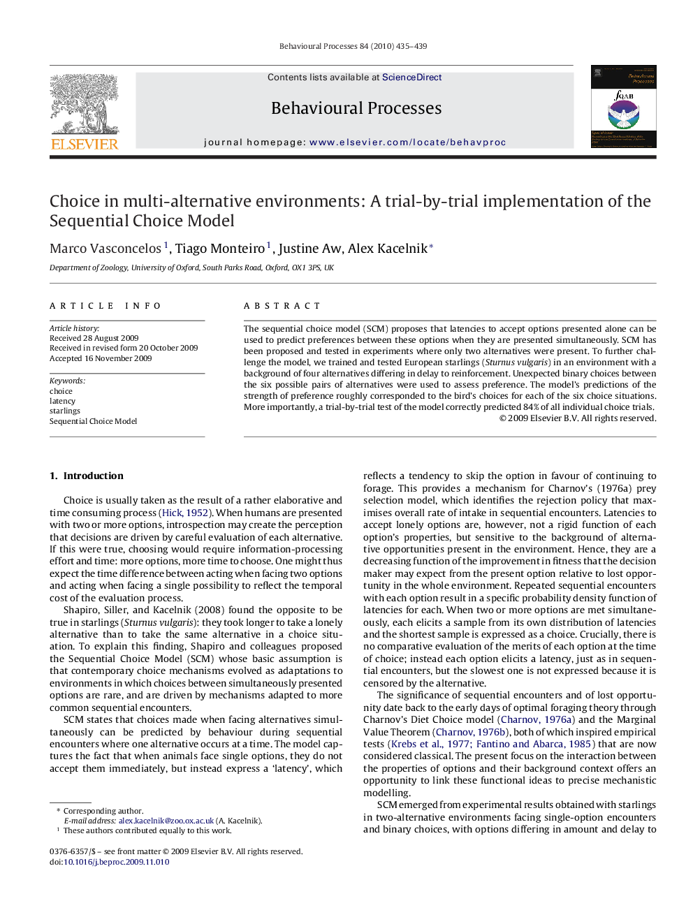 Choice in multi-alternative environments: A trial-by-trial implementation of the Sequential Choice Model