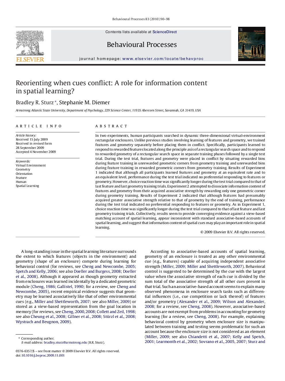 Reorienting when cues conflict: A role for information content in spatial learning?