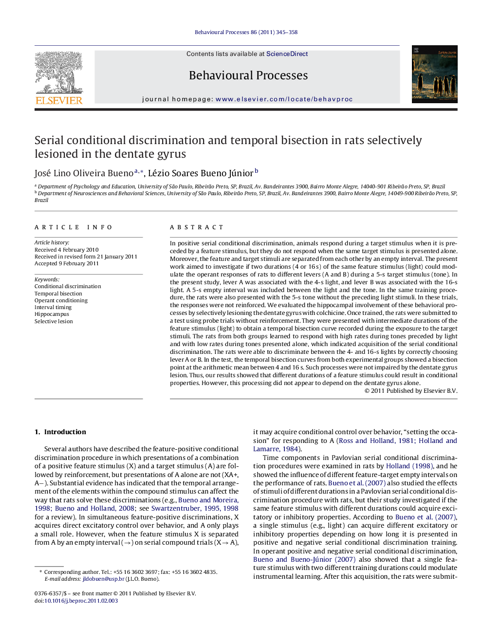 Serial conditional discrimination and temporal bisection in rats selectively lesioned in the dentate gyrus