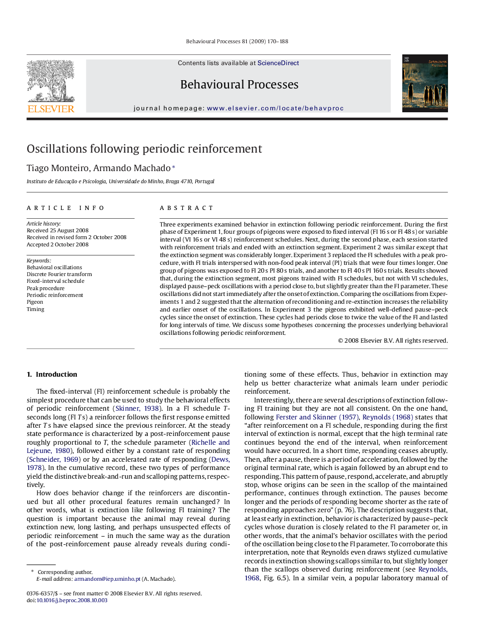 Oscillations following periodic reinforcement