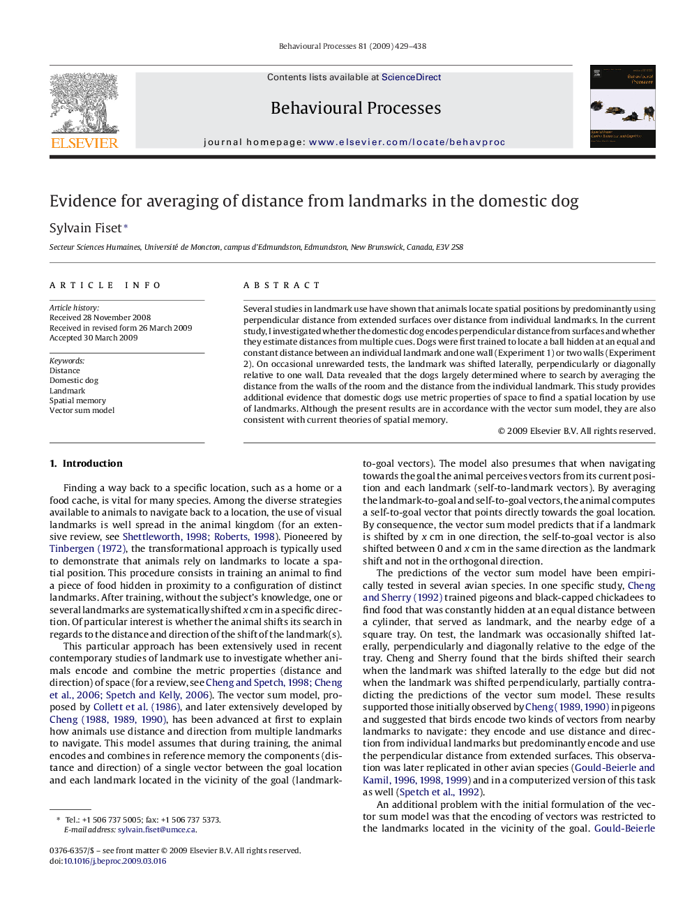 Evidence for averaging of distance from landmarks in the domestic dog