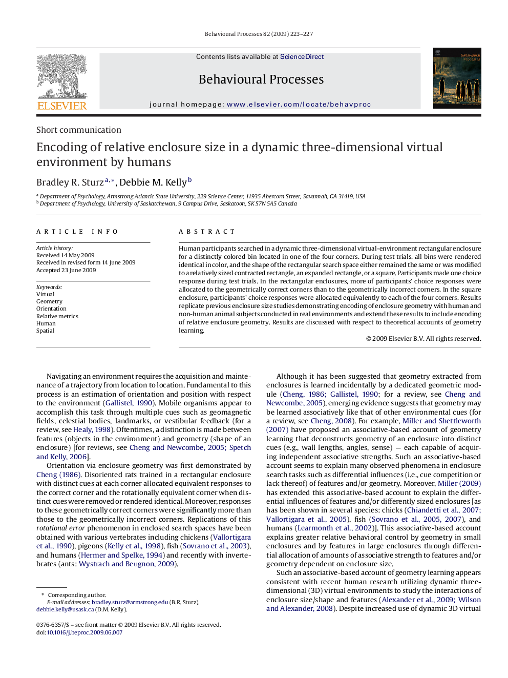 Encoding of relative enclosure size in a dynamic three-dimensional virtual environment by humans