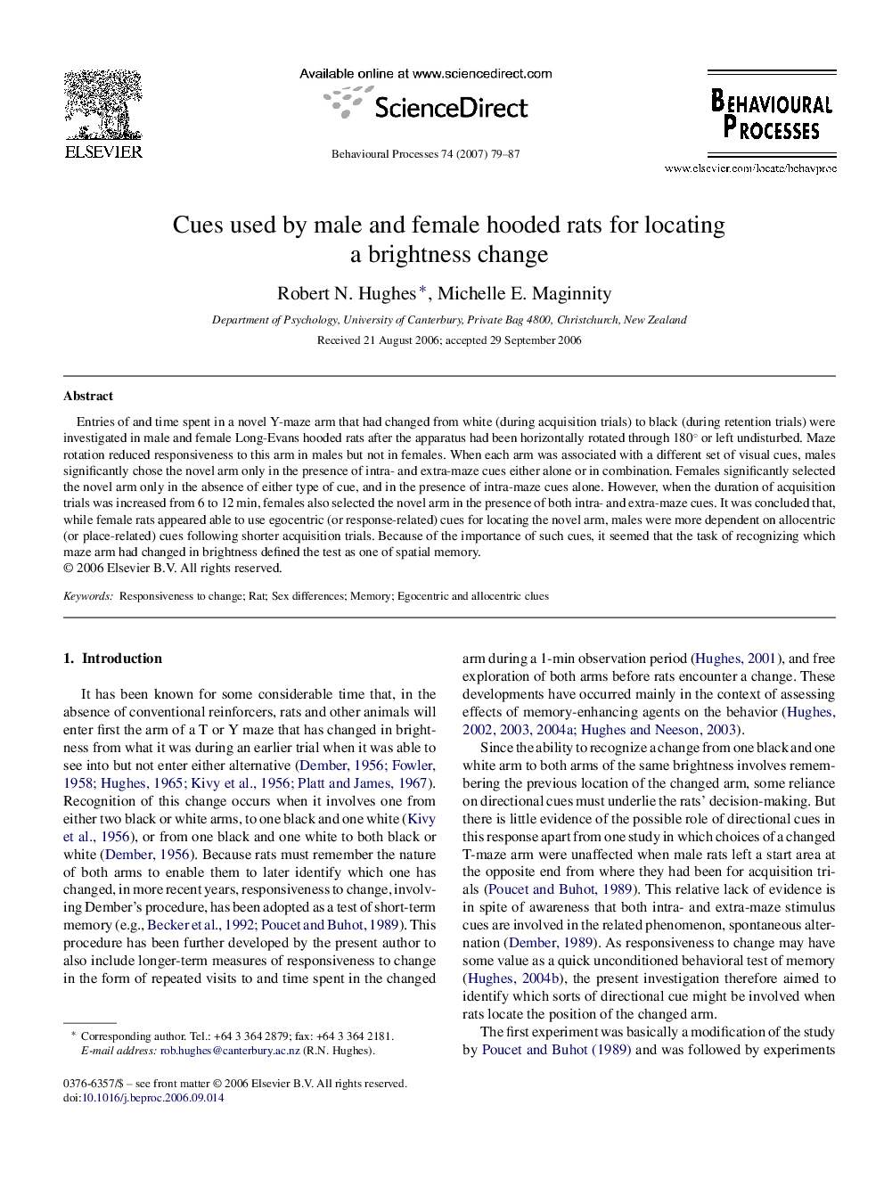 Cues used by male and female hooded rats for locating a brightness change