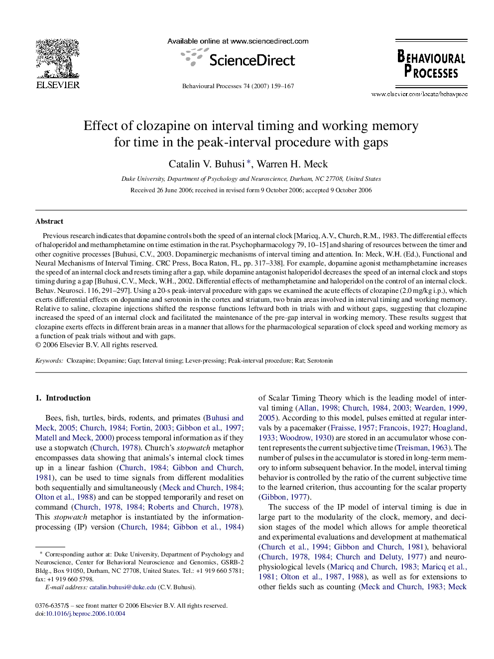 Effect of clozapine on interval timing and working memory for time in the peak-interval procedure with gaps