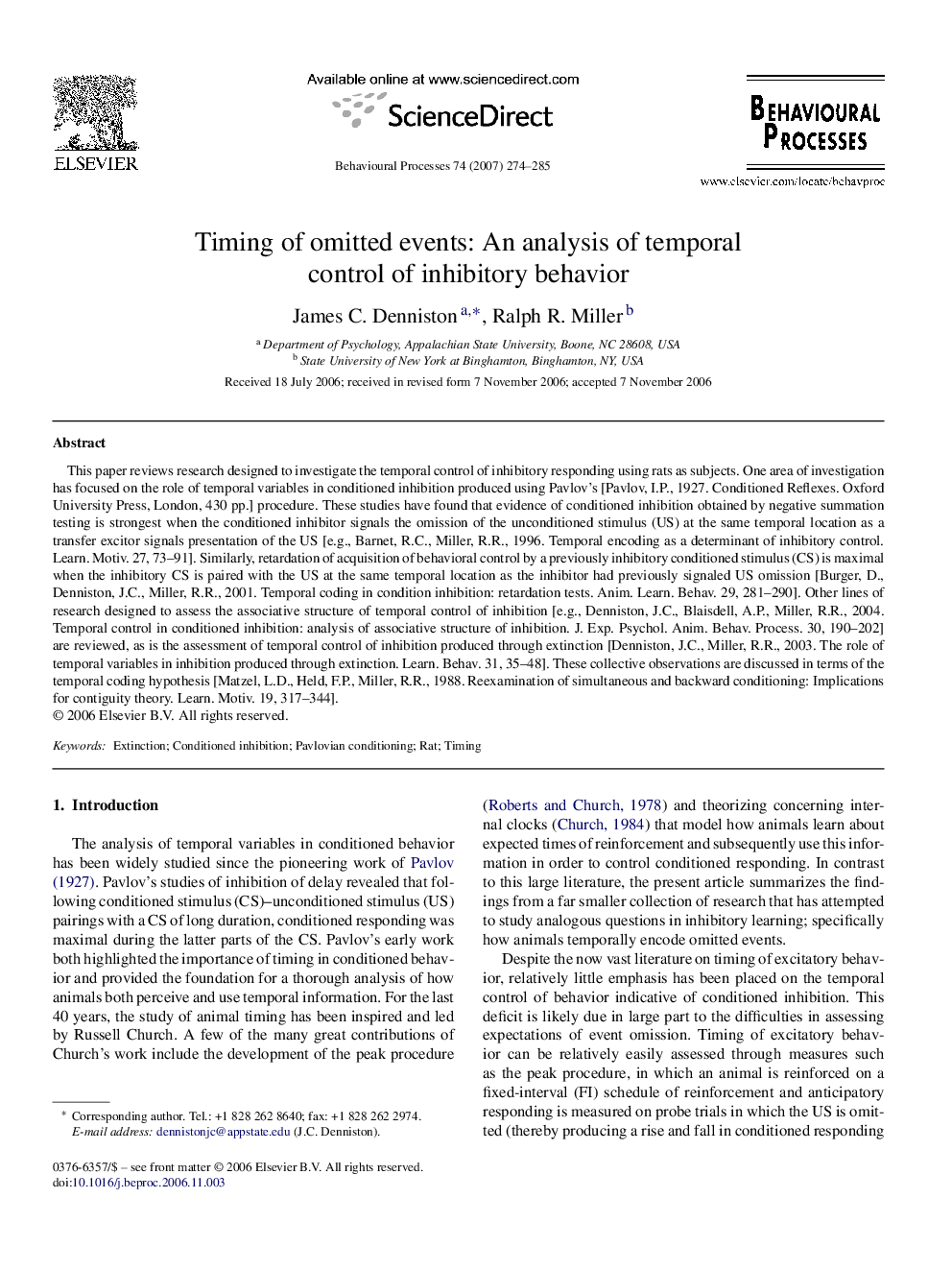 Timing of omitted events: An analysis of temporal control of inhibitory behavior