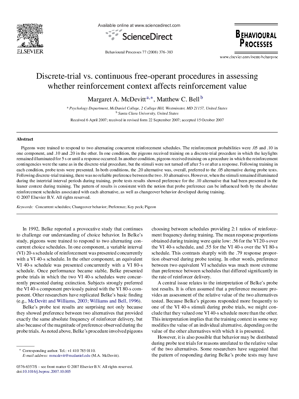 Discrete-trial vs. continuous free-operant procedures in assessing whether reinforcement context affects reinforcement value