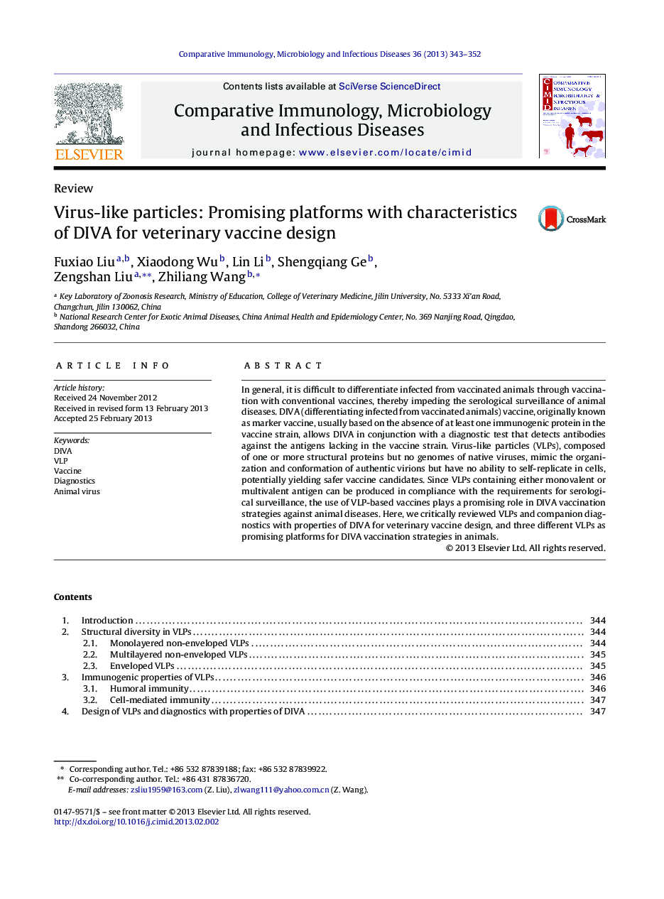 Virus-like particles: Promising platforms with characteristics of DIVA for veterinary vaccine design