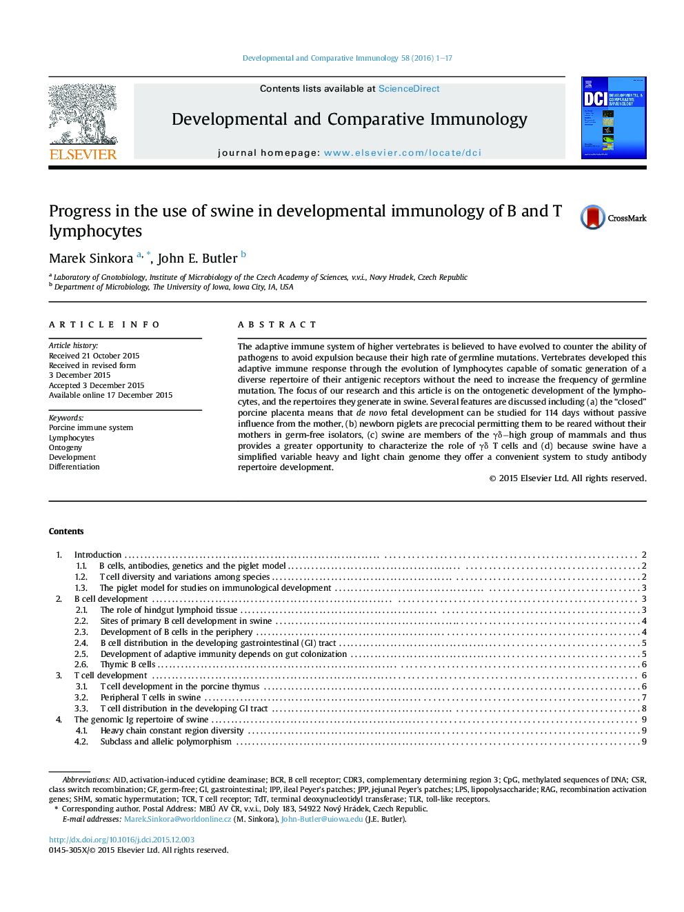 Progress in the use of swine in developmental immunology of B and T lymphocytes