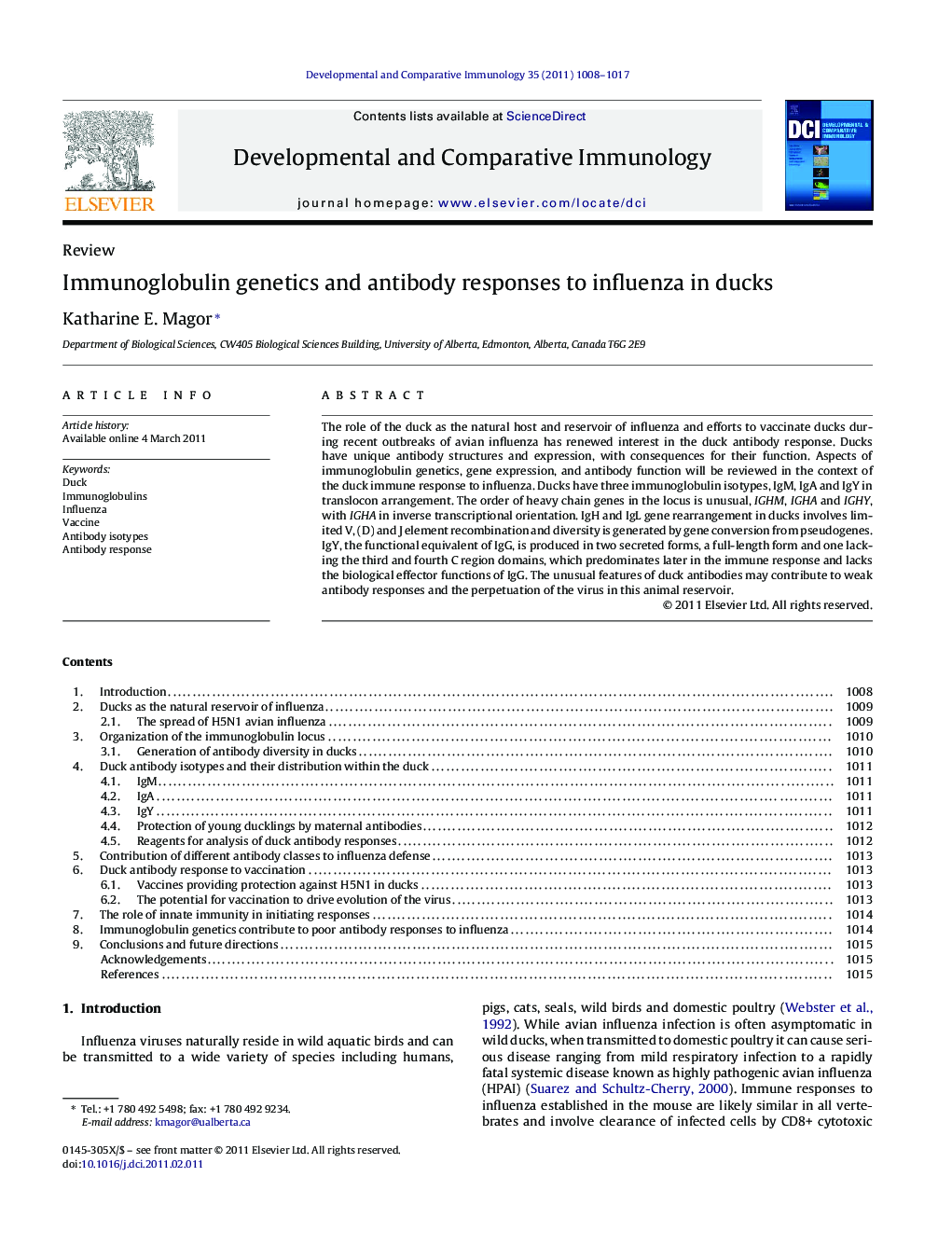 Immunoglobulin genetics and antibody responses to influenza in ducks