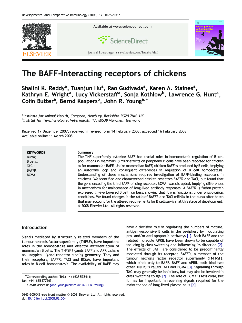 The BAFF-Interacting receptors of chickens