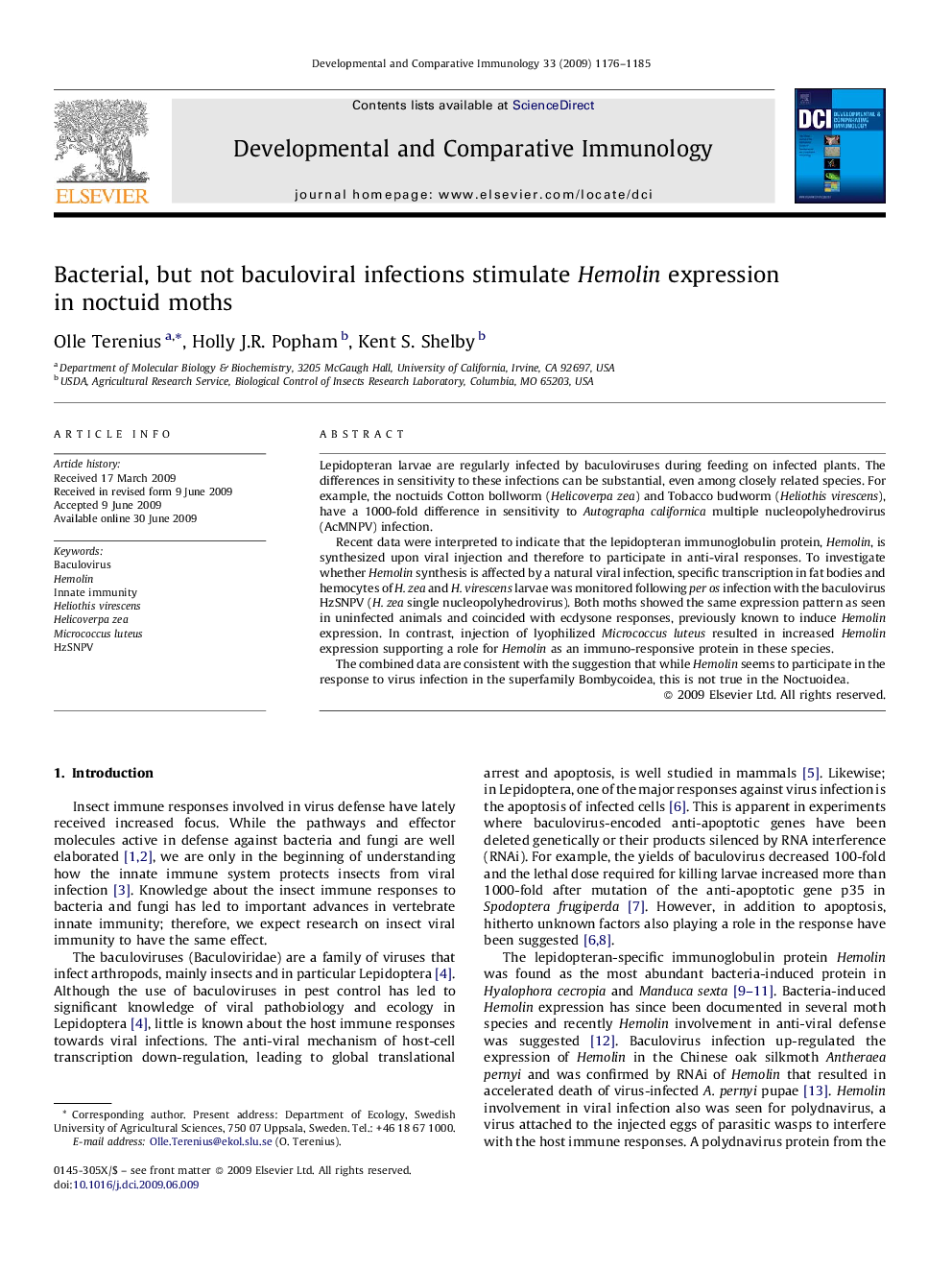 Bacterial, but not baculoviral infections stimulate Hemolin expression in noctuid moths