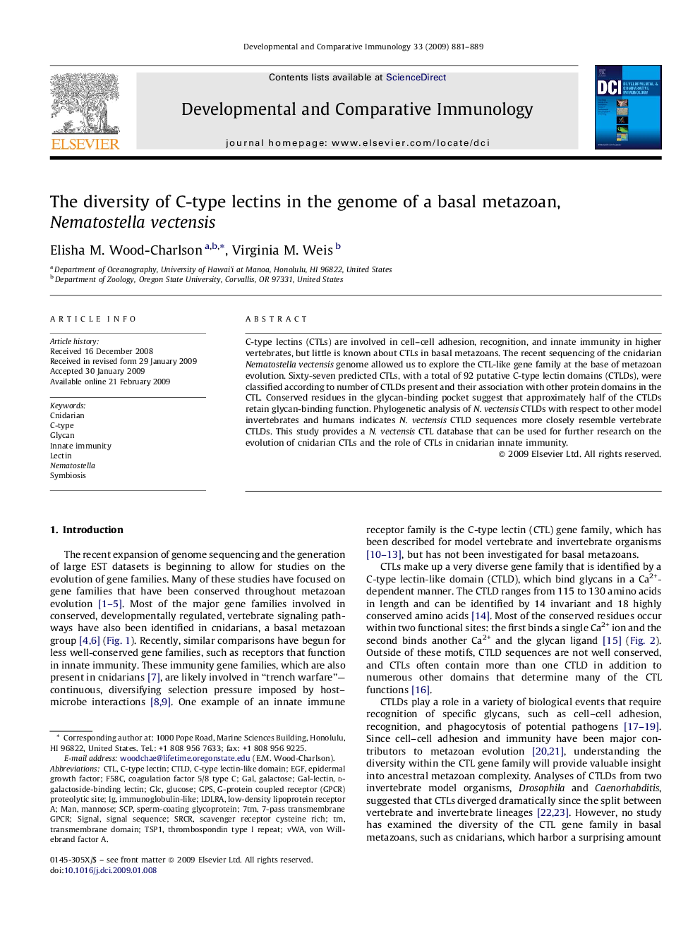 The diversity of C-type lectins in the genome of a basal metazoan, Nematostella vectensis