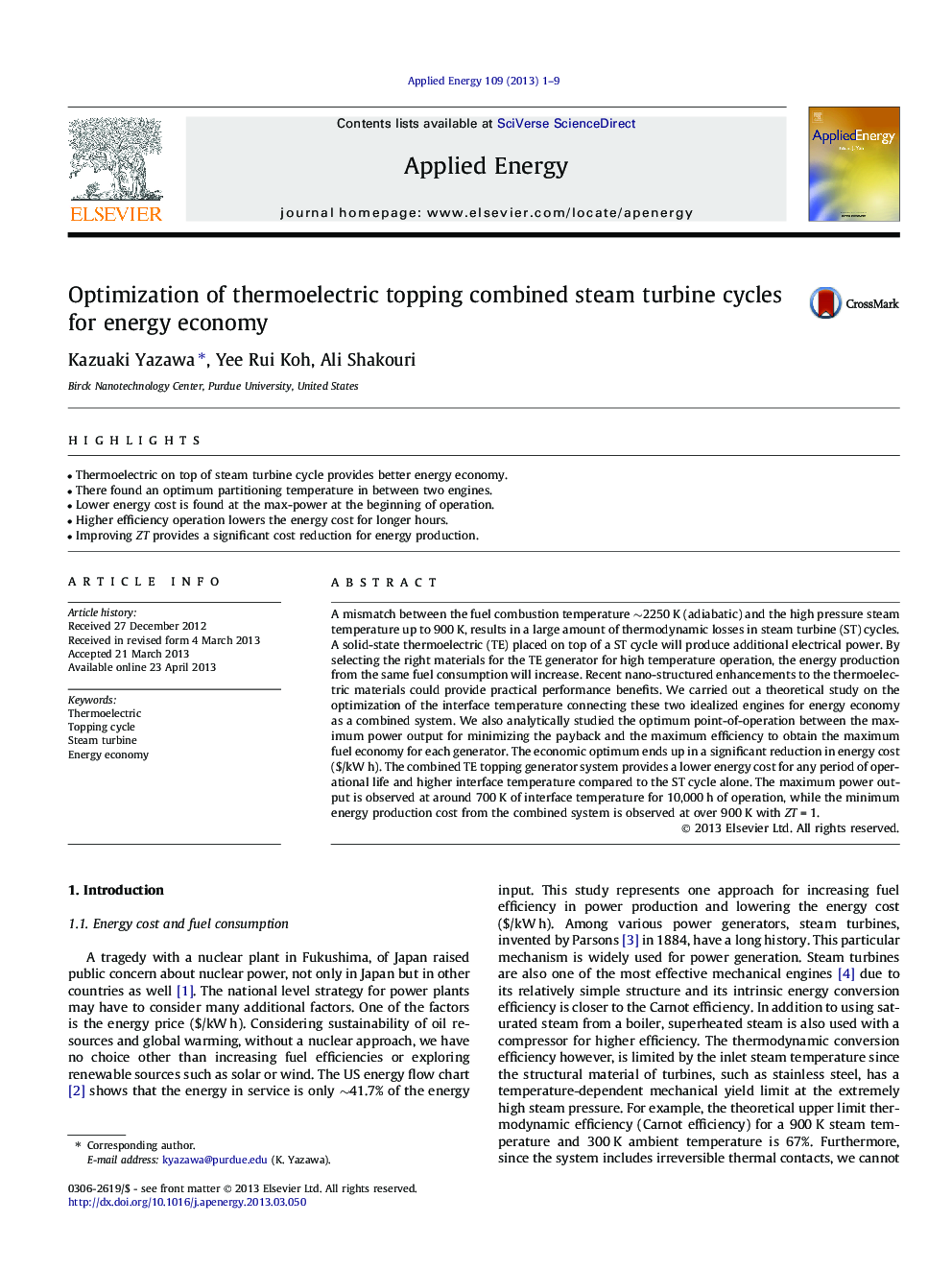 Optimization of thermoelectric topping combined steam turbine cycles for energy economy