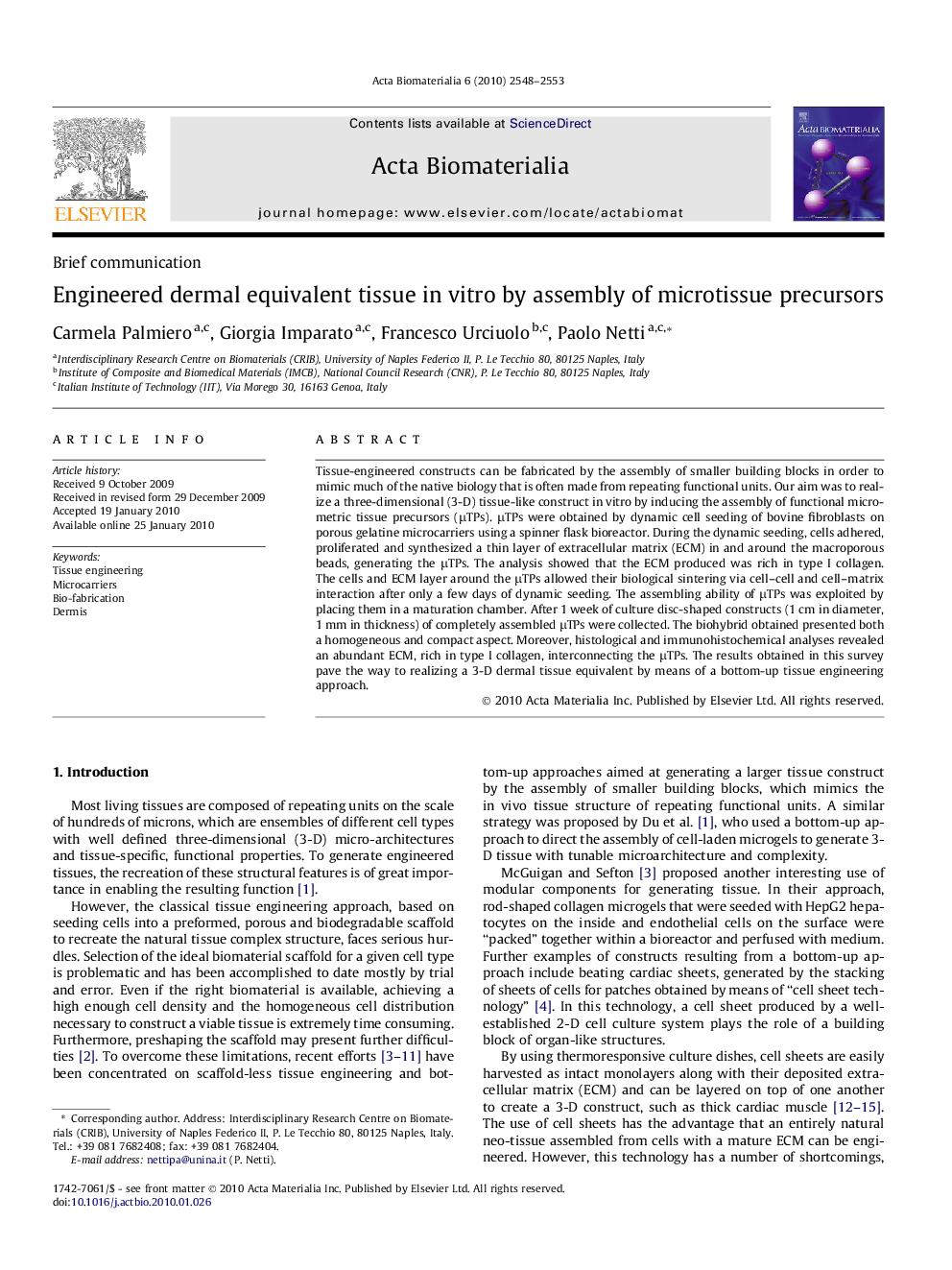 Engineered dermal equivalent tissue in vitro by assembly of microtissue precursors