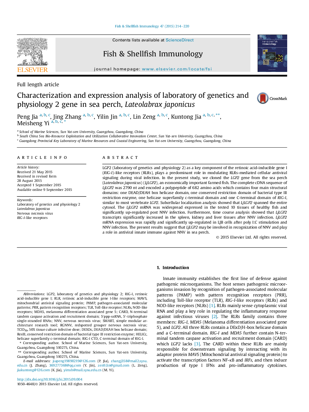 Characterization and expression analysis of laboratory of genetics and physiology 2 gene in sea perch, Lateolabrax japonicus