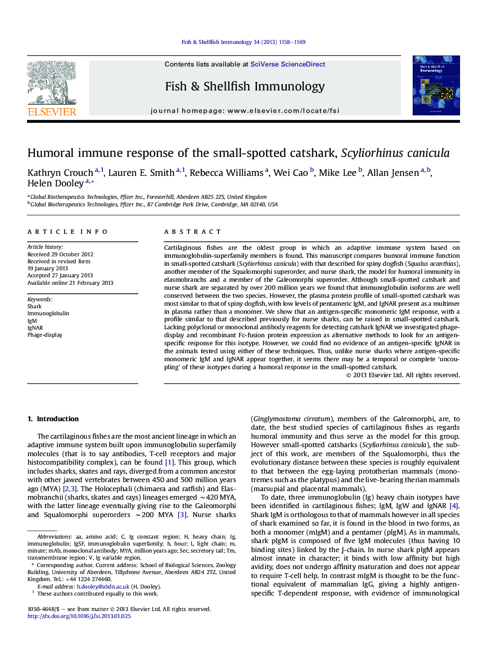 Humoral immune response of the small-spotted catshark, Scyliorhinus canicula