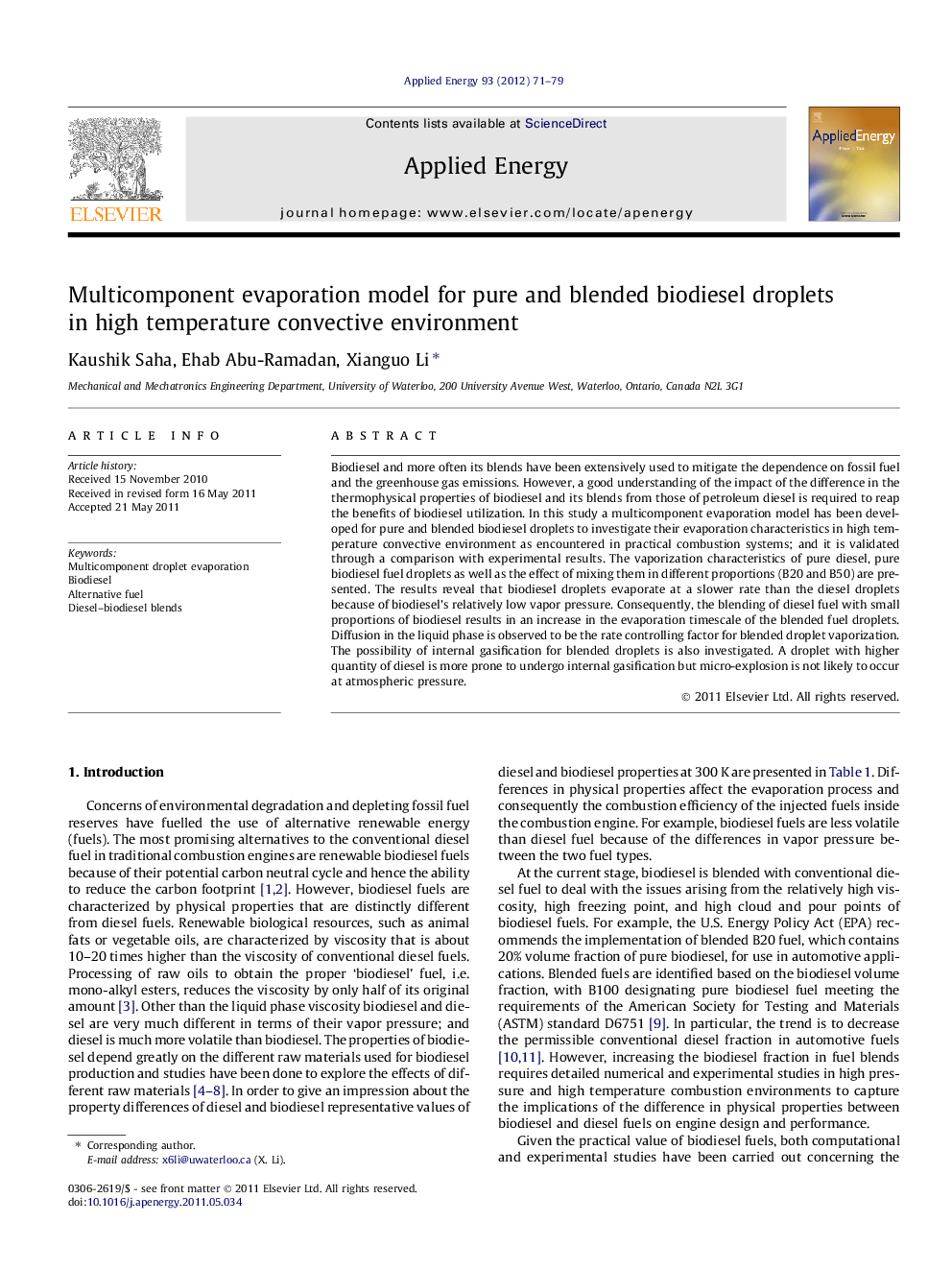 Multicomponent evaporation model for pure and blended biodiesel droplets in high temperature convective environment