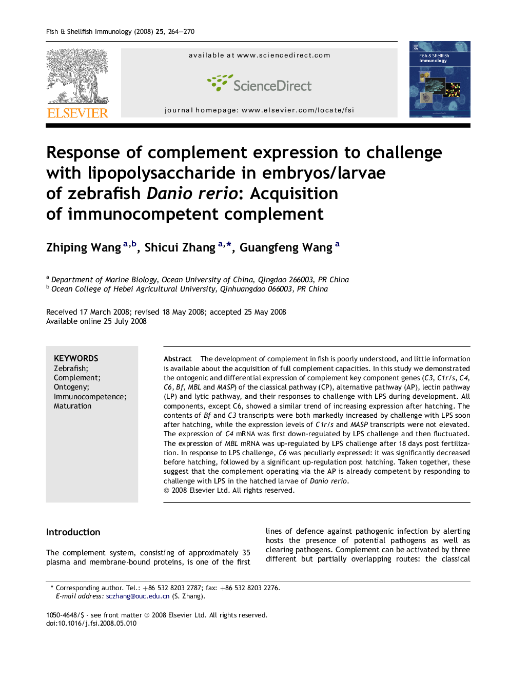 Response of complement expression to challenge with lipopolysaccharide in embryos/larvae of zebrafish Danio rerio: Acquisition of immunocompetent complement