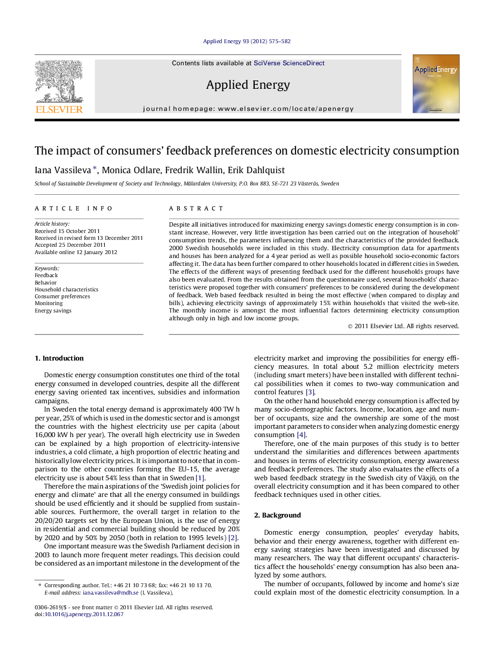 The impact of consumers’ feedback preferences on domestic electricity consumption