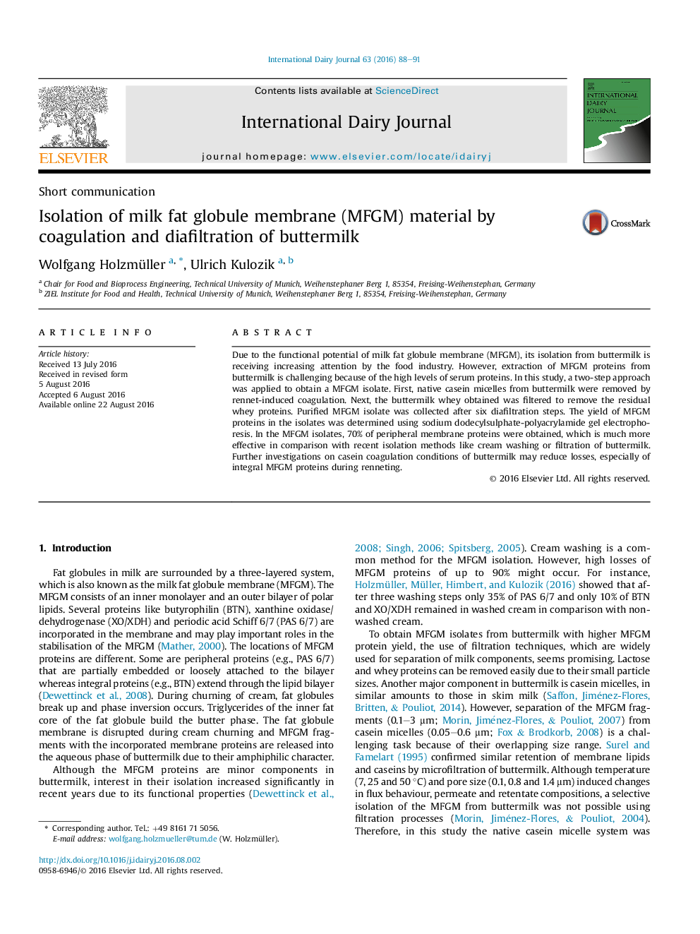 Isolation of milk fat globule membrane (MFGM) material by coagulation and diafiltration of buttermilk