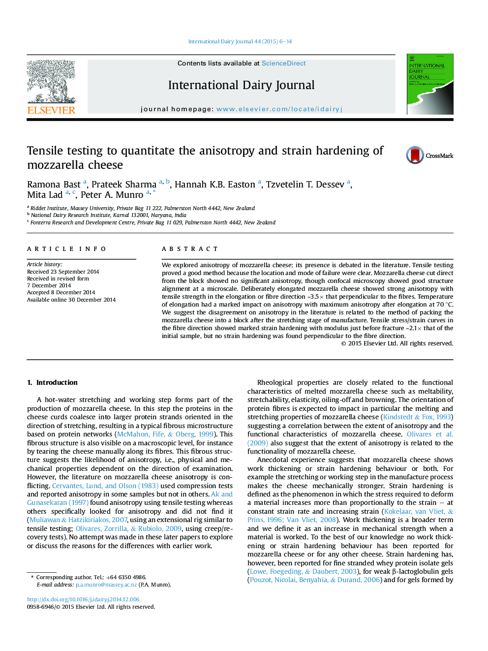 Tensile testing to quantitate the anisotropy and strain hardening of mozzarella cheese