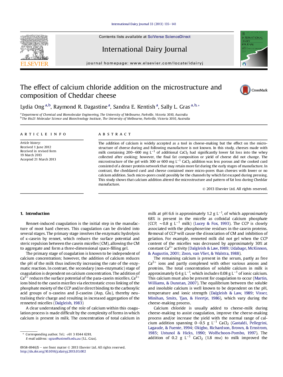 The effect of calcium chloride addition on the microstructure and composition of Cheddar cheese