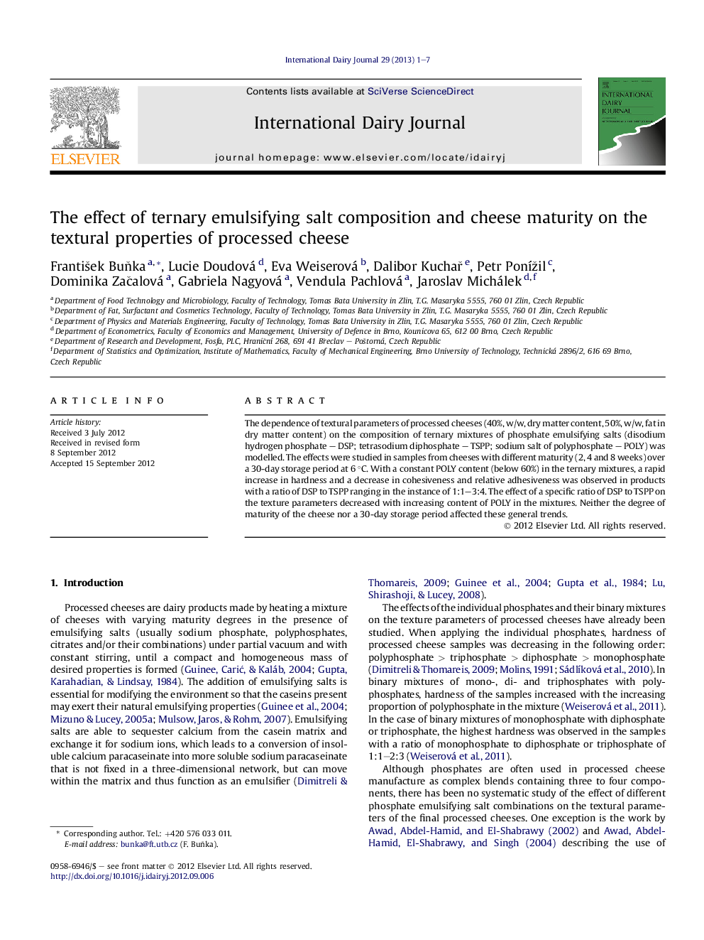 The effect of ternary emulsifying salt composition and cheese maturity on the textural properties of processed cheese