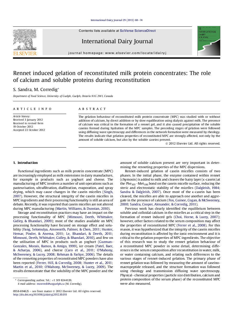 Rennet induced gelation of reconstituted milk protein concentrates: The role of calcium and soluble proteins during reconstitution