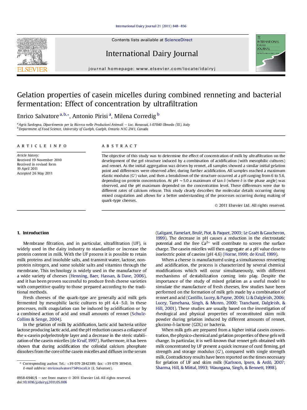 Gelation properties of casein micelles during combined renneting and bacterial fermentation: Effect of concentration by ultrafiltration