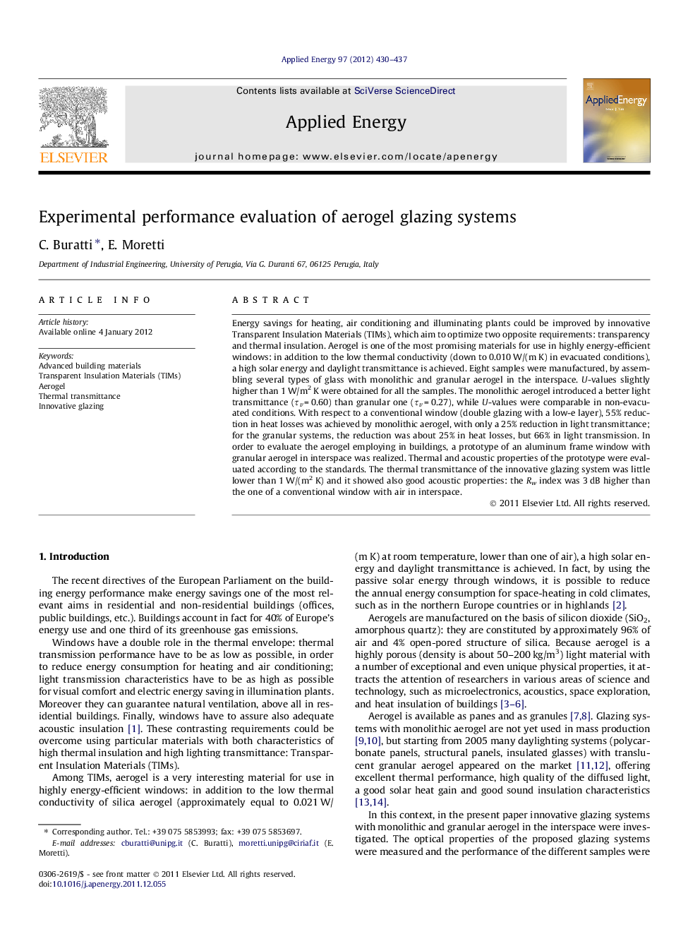 Experimental performance evaluation of aerogel glazing systems