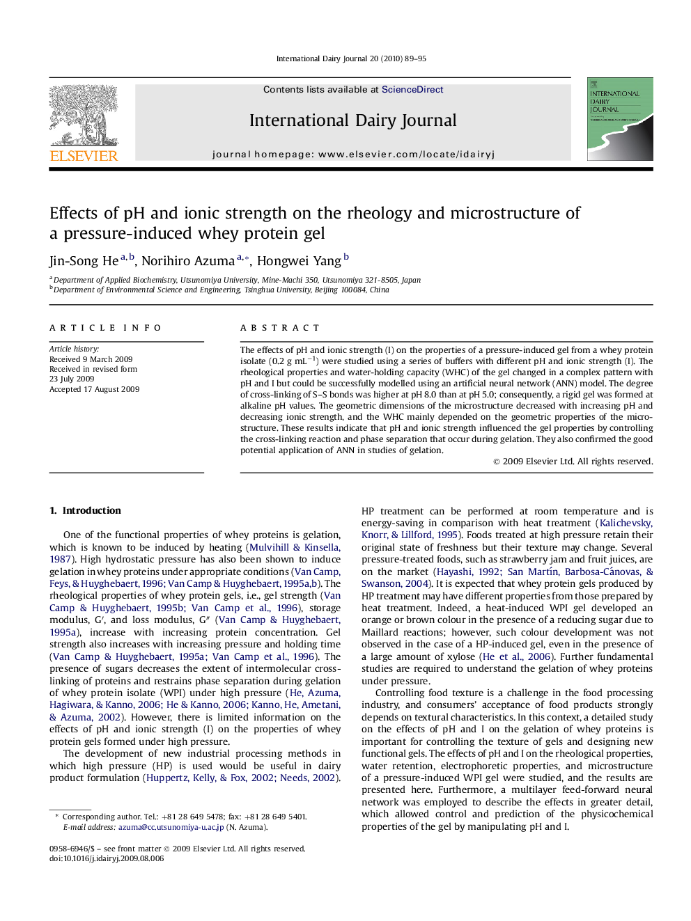 Effects of pH and ionic strength on the rheology and microstructure of a pressure-induced whey protein gel