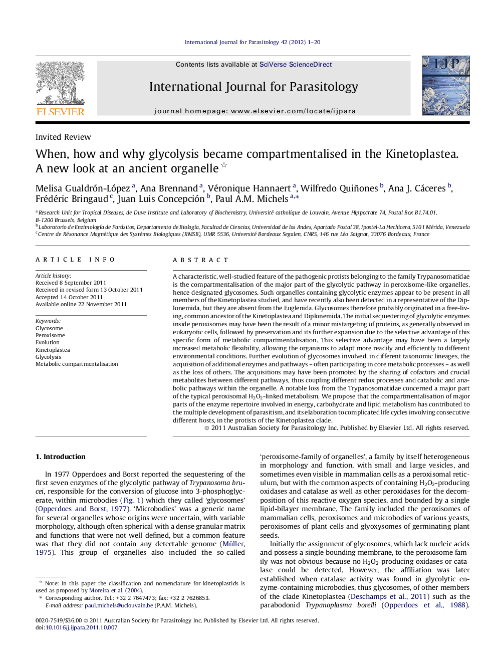 When, how and why glycolysis became compartmentalised in the Kinetoplastea. A new look at an ancient organelle 