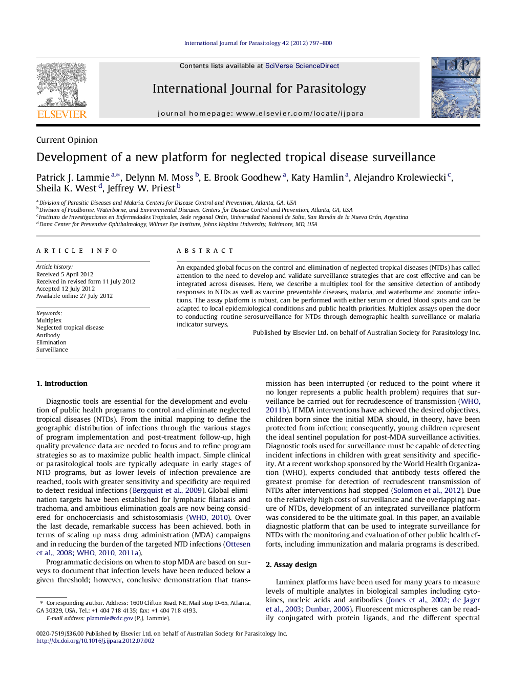 Development of a new platform for neglected tropical disease surveillance