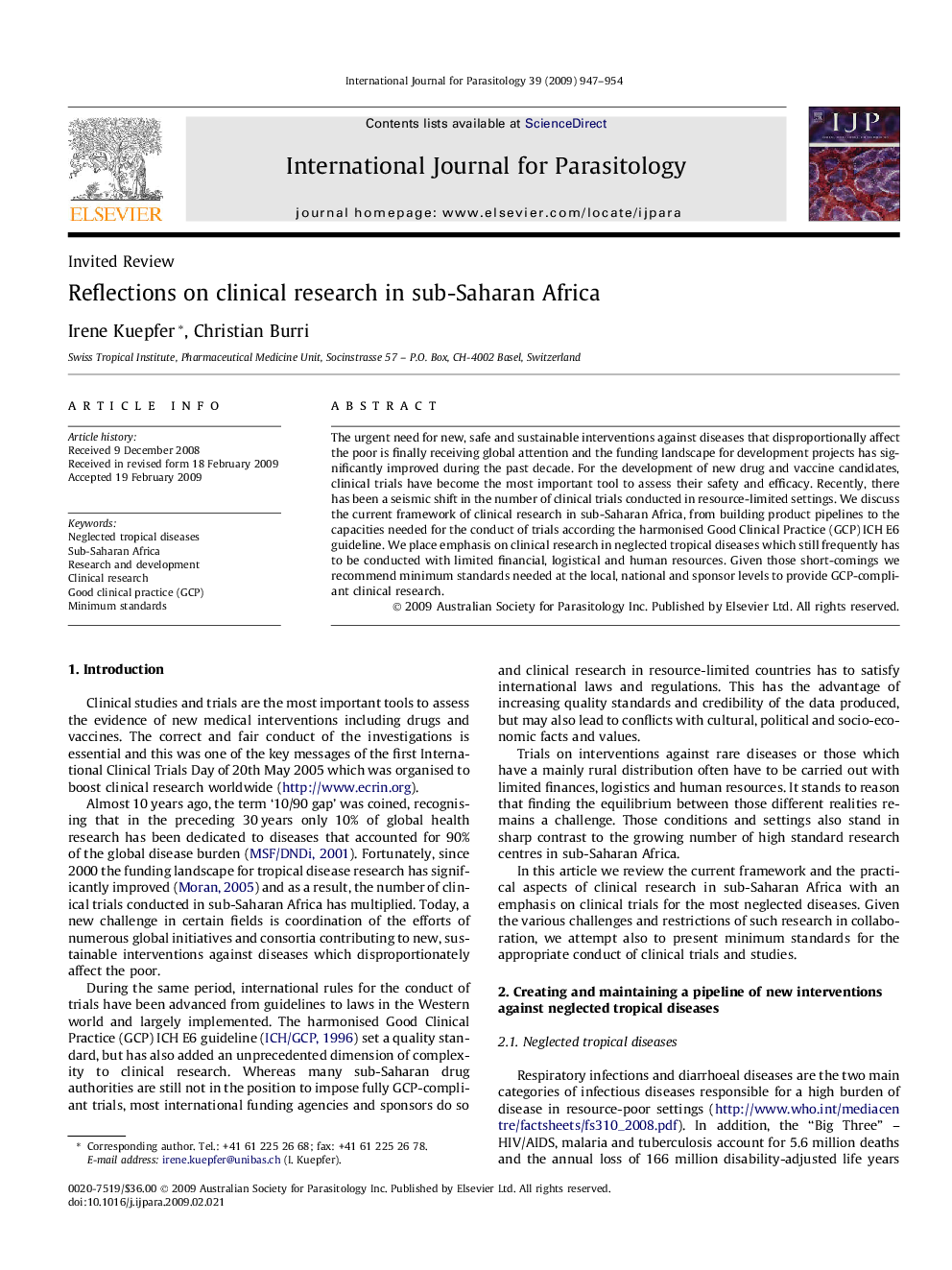 Reflections on clinical research in sub-Saharan Africa