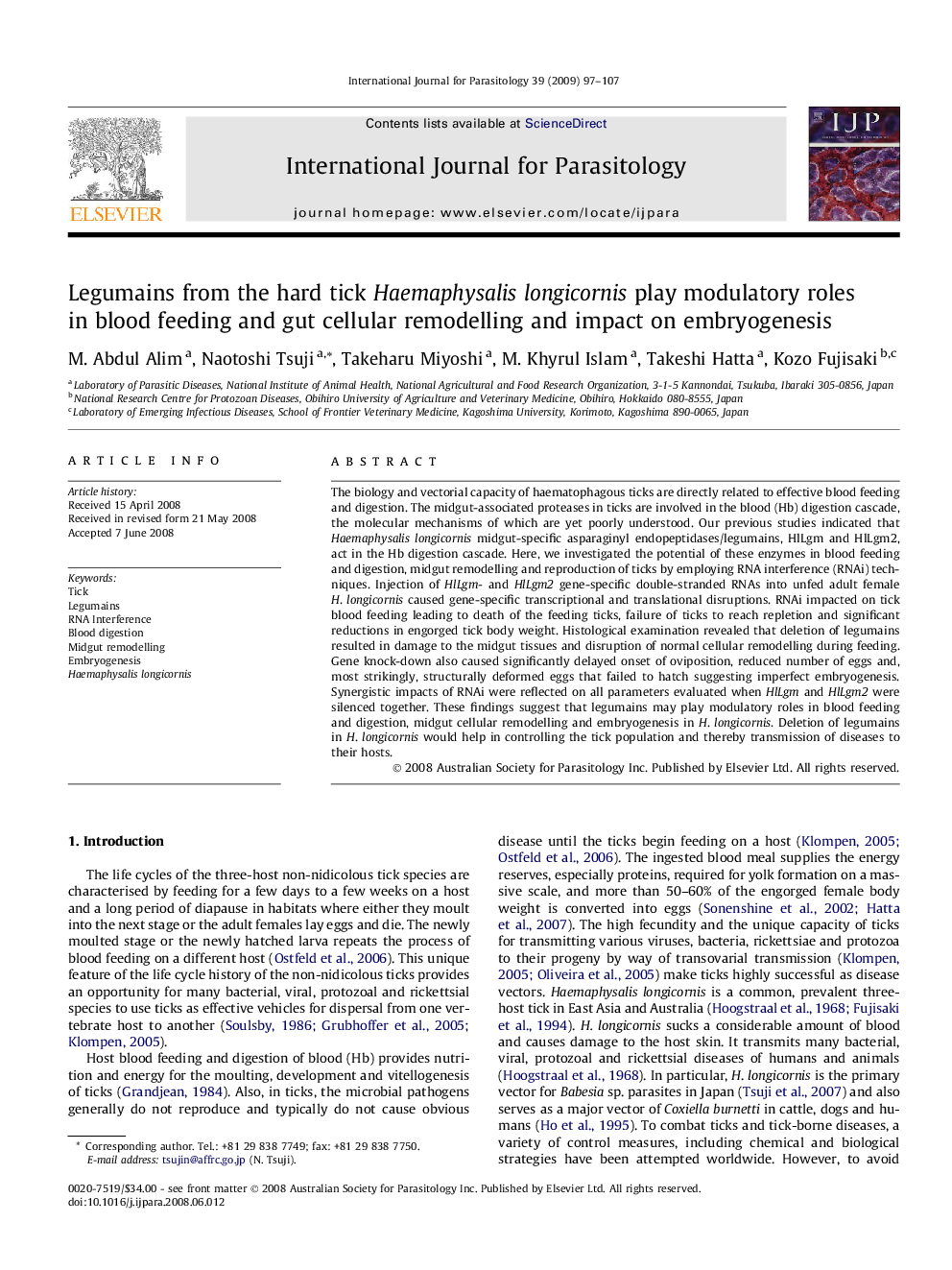 Legumains from the hard tick Haemaphysalislongicornis play modulatory roles in blood feeding and gut cellular remodelling and impact on embryogenesis