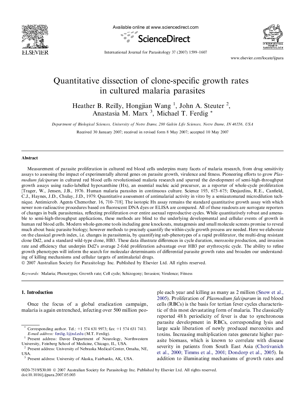 Quantitative dissection of clone-specific growth rates in cultured malaria parasites