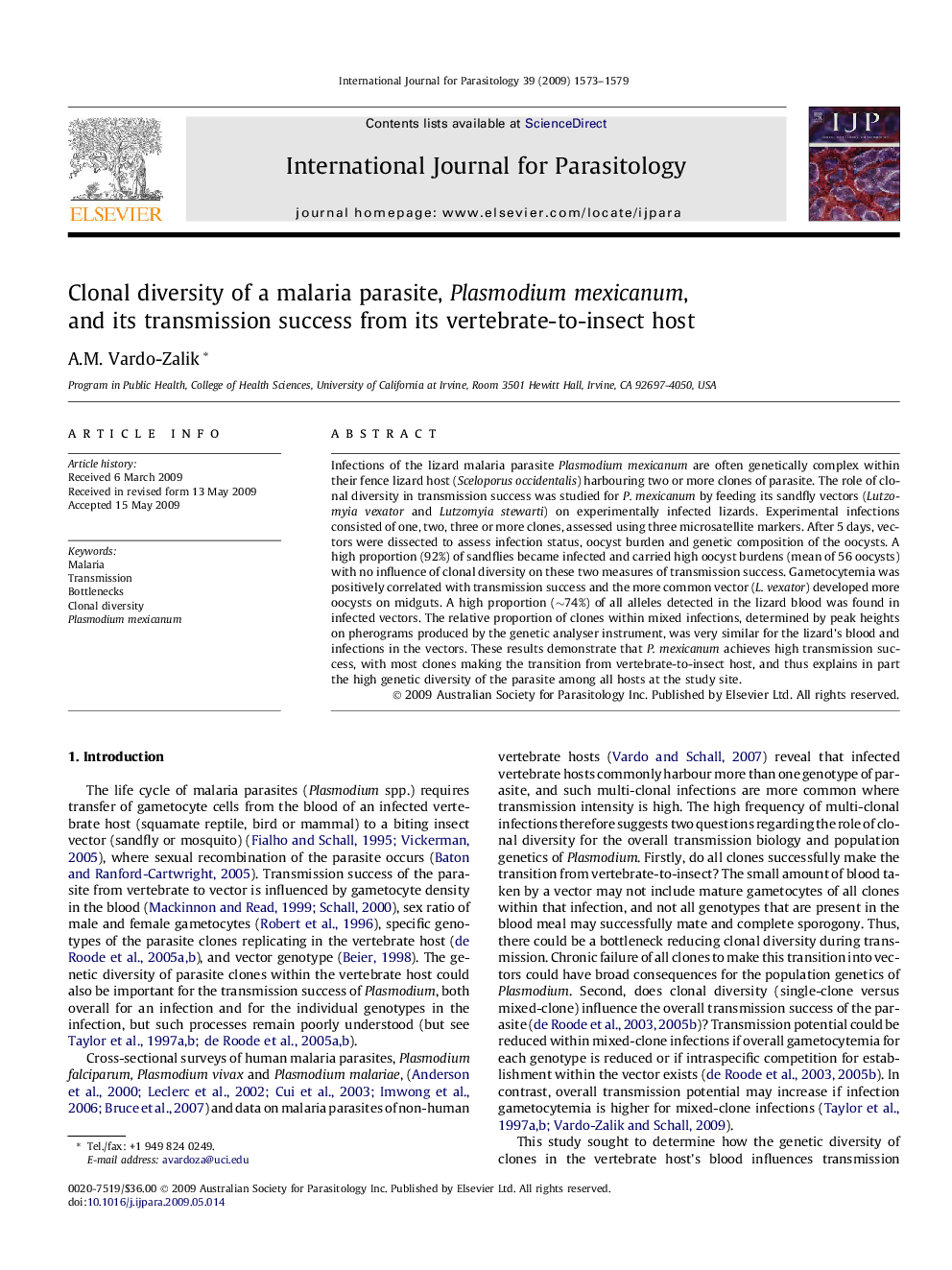 Clonal diversity of a malaria parasite, Plasmodium mexicanum, and its transmission success from its vertebrate-to-insect host