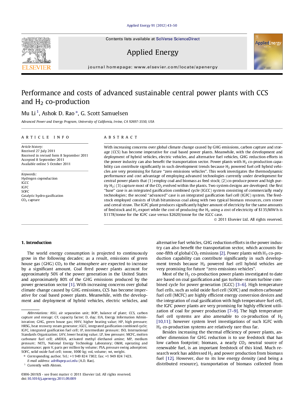 Performance and costs of advanced sustainable central power plants with CCS and H2 co-production