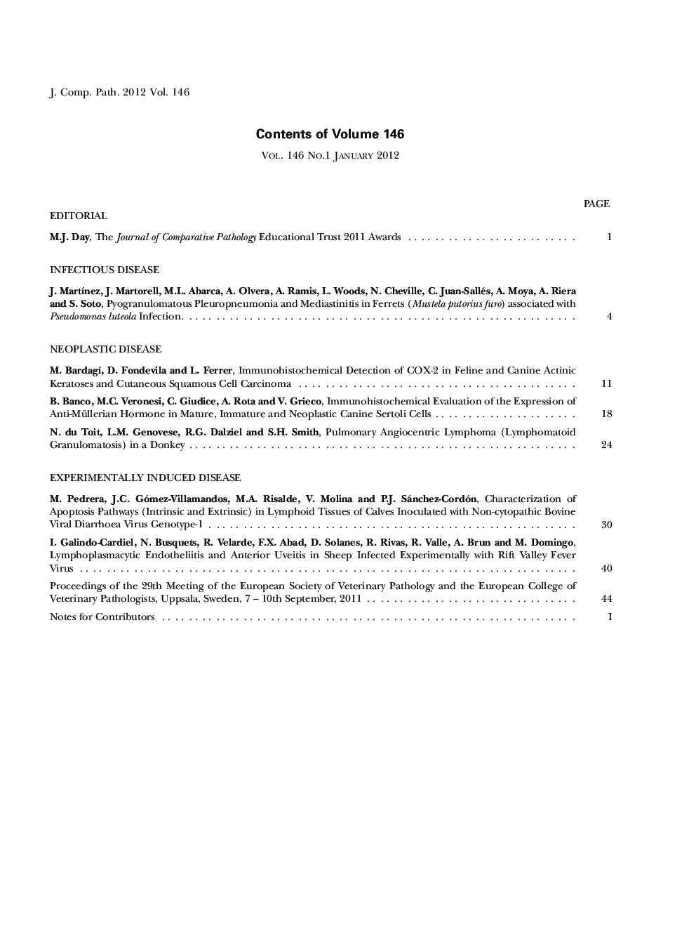 عکس صفحه اول مقاله: Contents of Volume 146 Contents of Volume 146