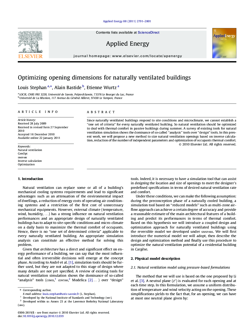 Optimizing opening dimensions for naturally ventilated buildings