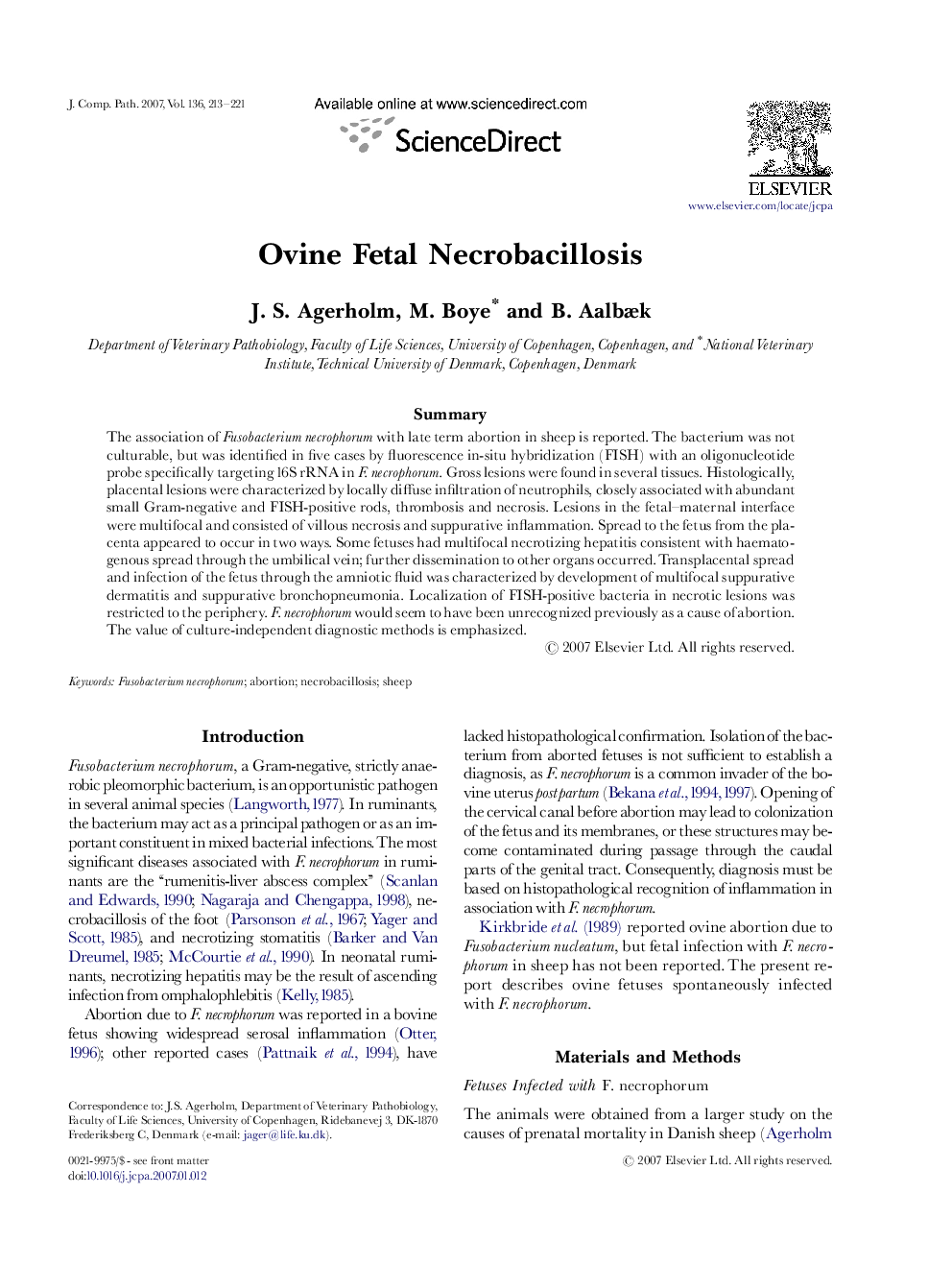 Ovine Fetal Necrobacillosis