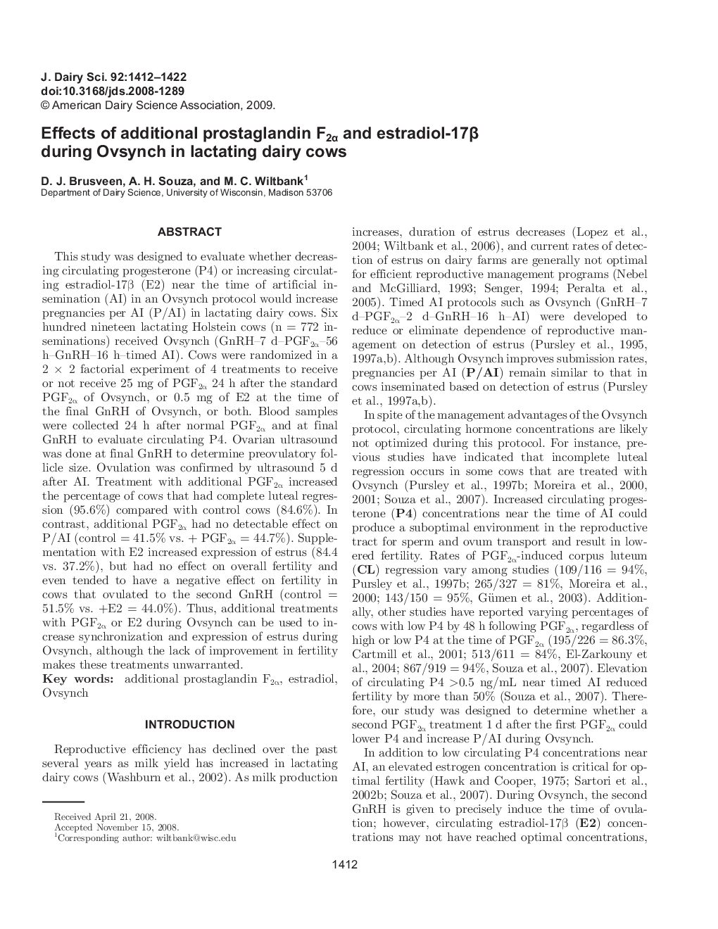 Effects of additional prostaglandin F2α and estradiol-17β during Ovsynch in lactating dairy cows