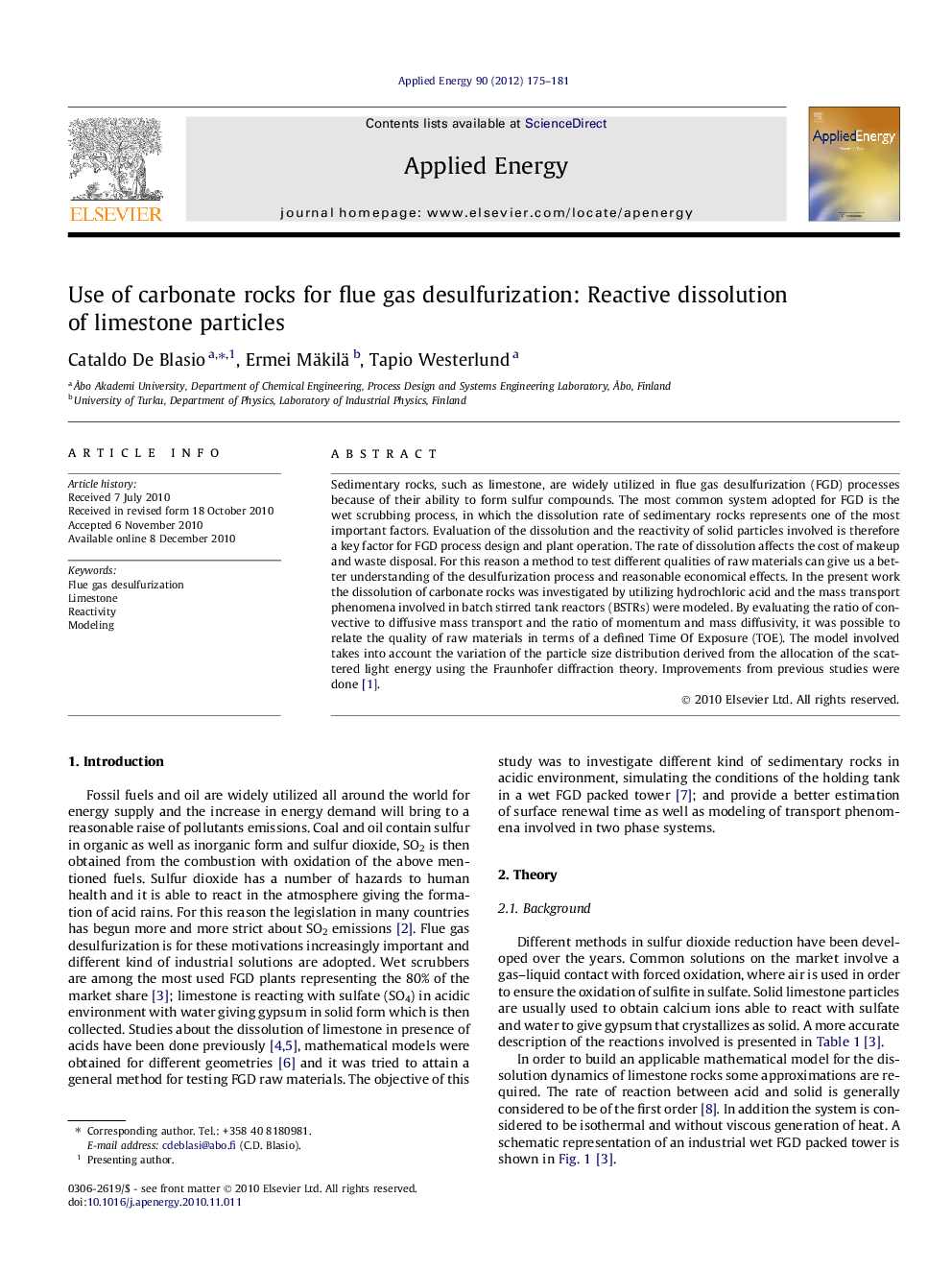 Use of carbonate rocks for flue gas desulfurization: Reactive dissolution of limestone particles