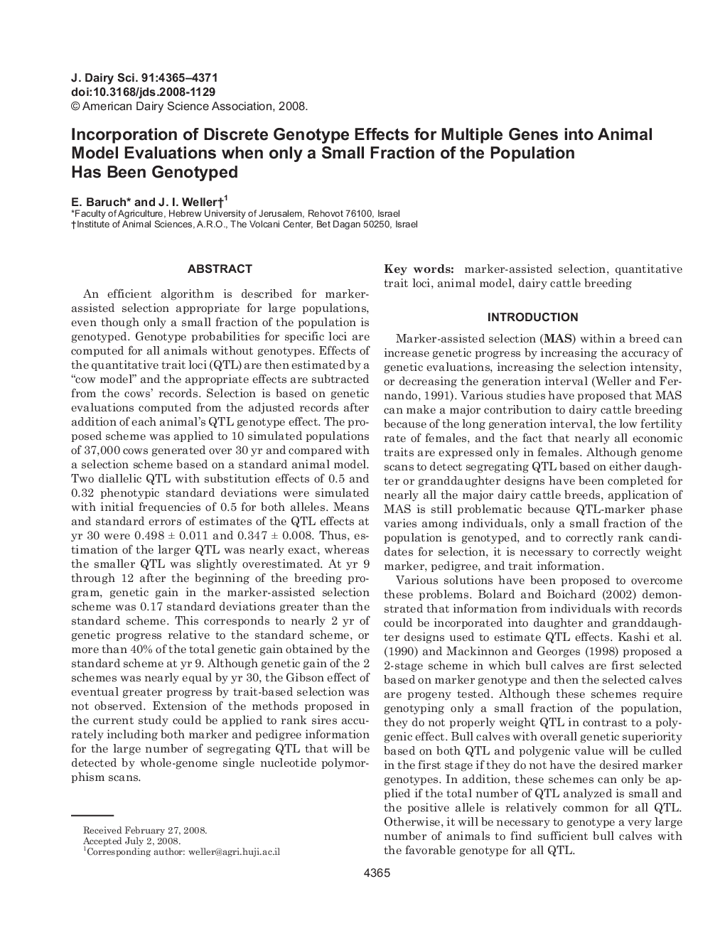 Incorporation of Discrete Genotype Effects for Multiple Genes into Animal Model Evaluations when only a Small Fraction of the Population Has Been Genotyped