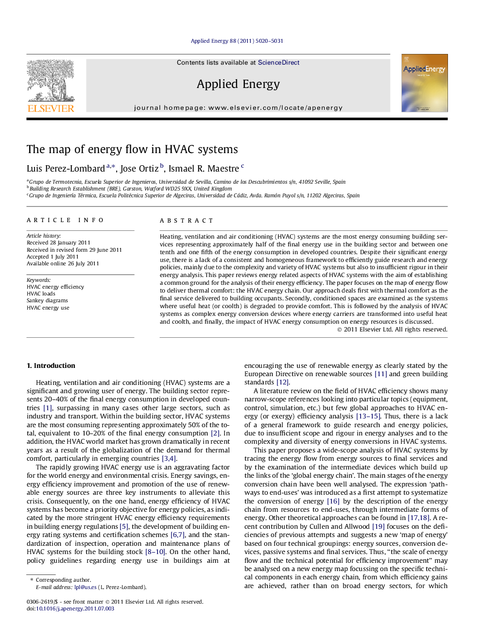 The map of energy flow in HVAC systems