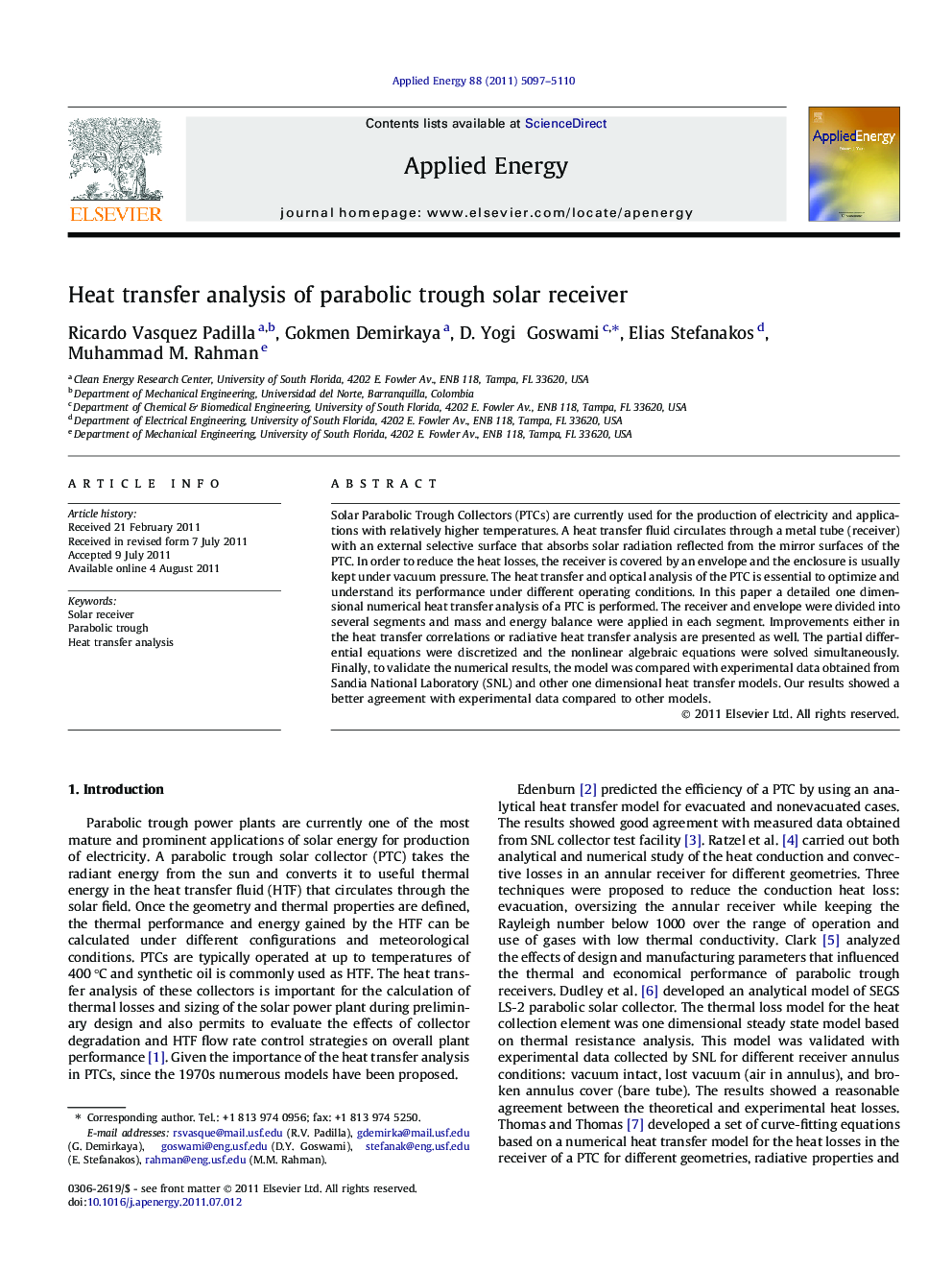 Heat transfer analysis of parabolic trough solar receiver