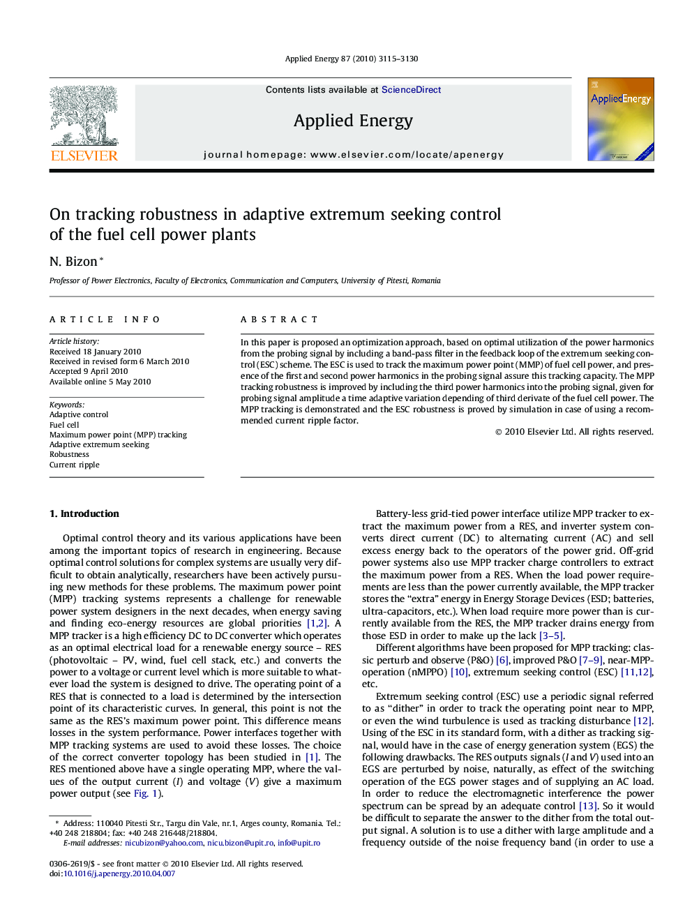 On tracking robustness in adaptive extremum seeking control of the fuel cell power plants