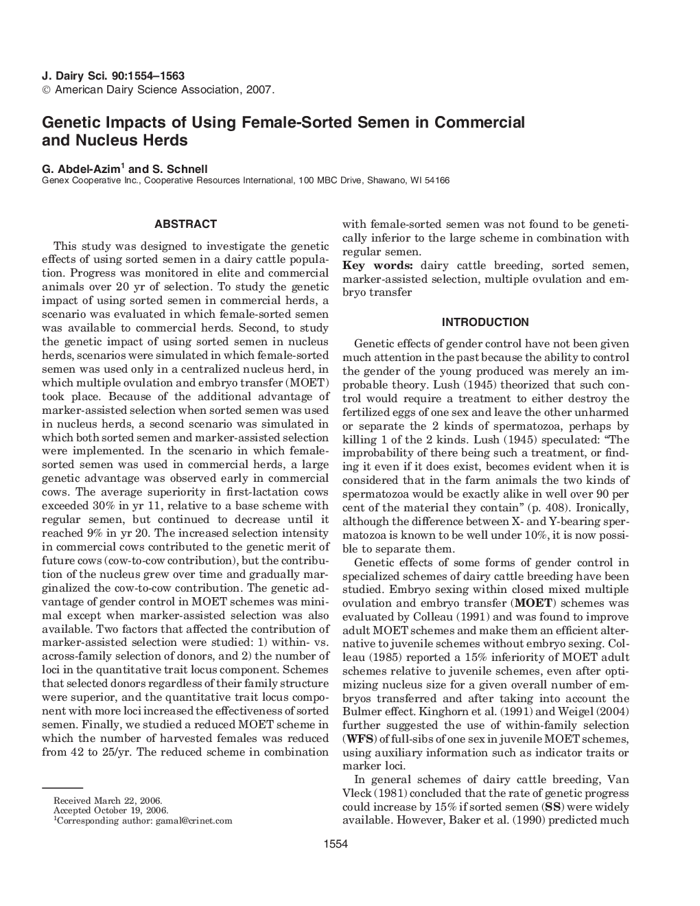 Genetic Impacts of Using Female-Sorted Semen in Commercial and Nucleus Herds